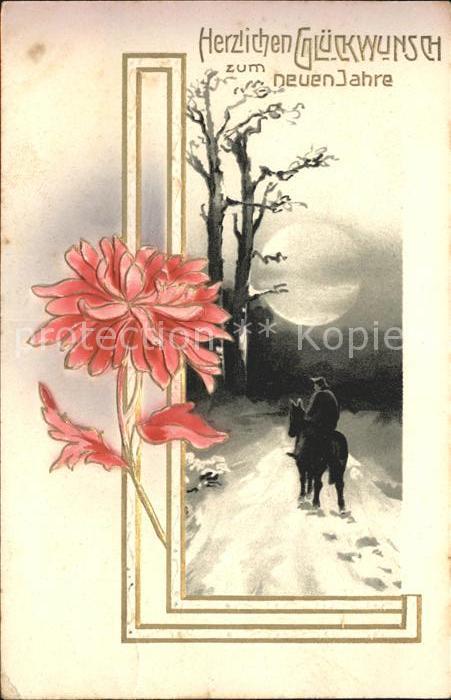 Neujahr Blumen Pferd Mond