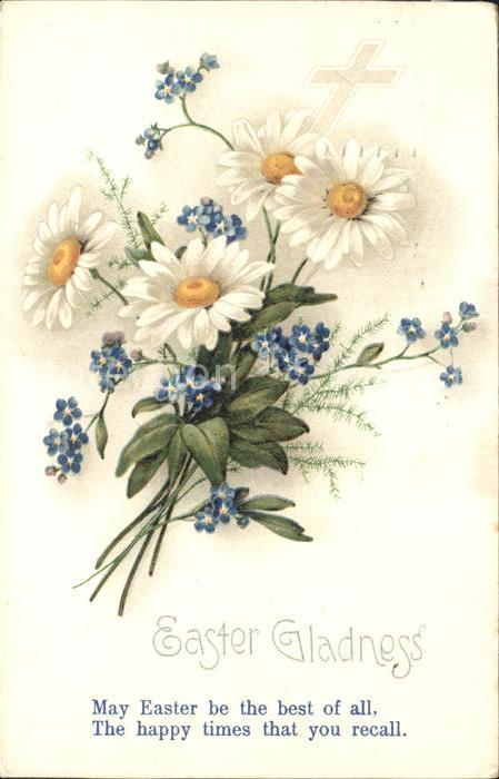 Ostern Easter Paques Margeriten Vergissmeinnicht Spruch Gedi