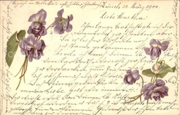 Blumen Veilchen Litho Meissner-und-Buch