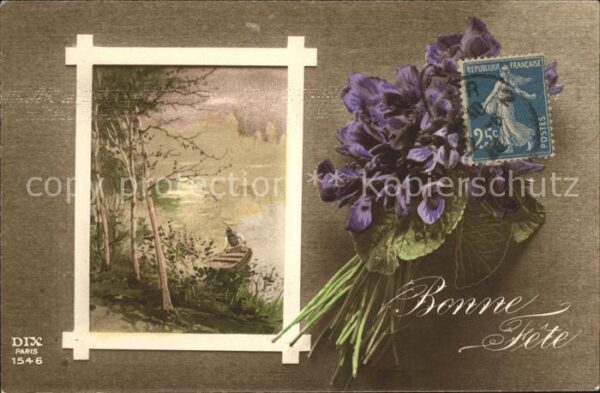Verlag DIX Paris Nr. 1546 Veilchen Bonne Fete
