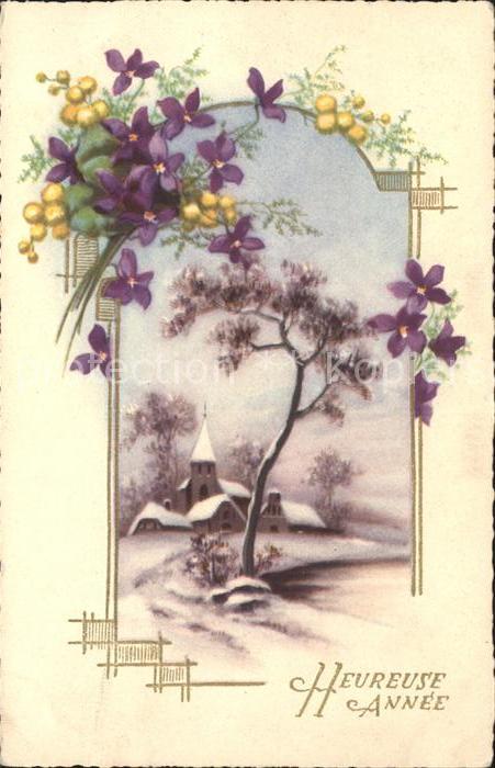 Neujahr Veilchen Baum Kirche