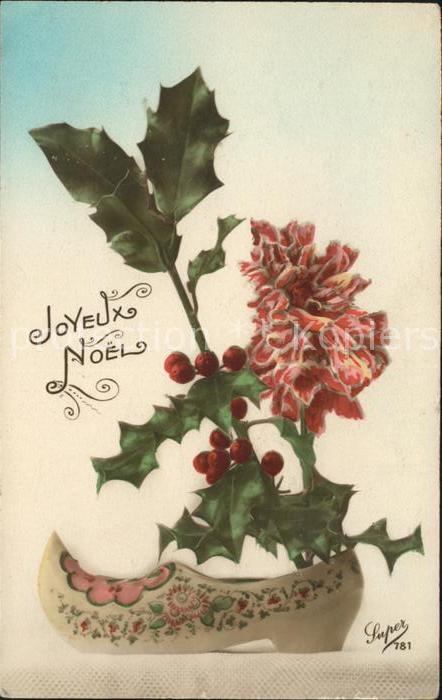 Weihnachten Stechpalme Holzschuh Nelke Verlag-Super