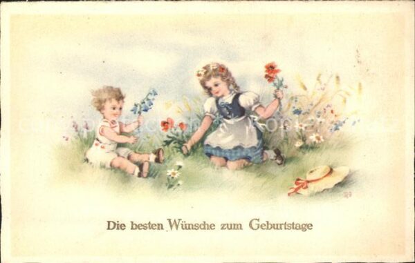Kinder Child Enfants Geburtstag Blumen Wiese