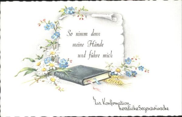 Konfirmation Bibel Vergissmeinnicht Gänseblümchen