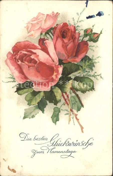 Namenstag Namenskarte Rosen Litho