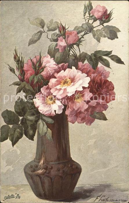 Verlag Tucks Oilette Nr. 881 Rosen Vase Serie Frisch gepflückt