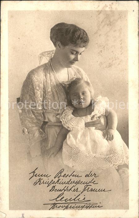 Adel Preussen Kronprinzessin Cecilie mirt Kind Kriegs