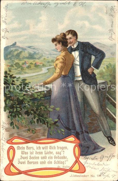 Liederkarte Liebeslieder Nr. 939 Paar Litho