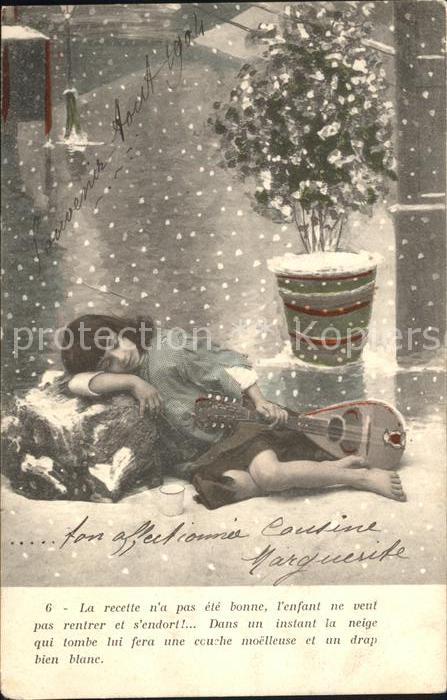 Mandoline Kind Strassenmusikerin Schnee