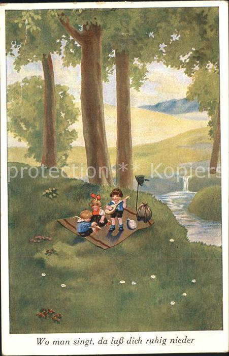 Kinder Child Enfants Picknick Mandoline Musik