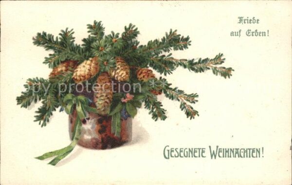 Tannenzapfen Weihnachten Litho