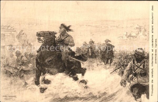 Kuenstlerkarte Andre Fournier Infanterie et cavalerie