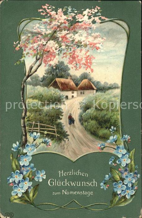 Namenstag Namenskarte Vergissmeinnicht Litho Verlag-EAS