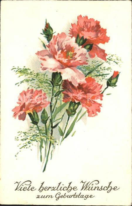 Geburtstag Nelken Litho
