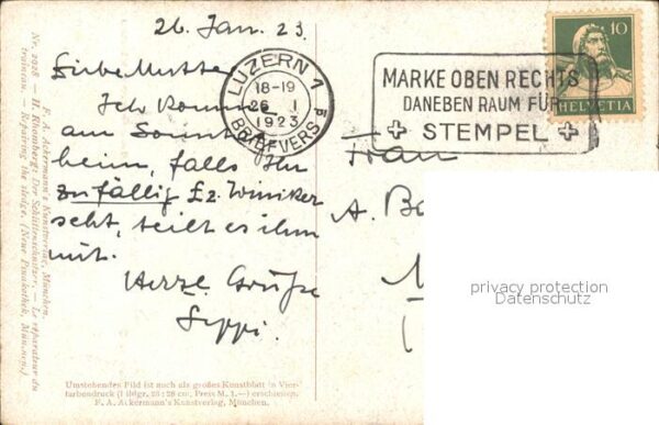Verlag Ackermann Kuenstlerpostkarte Nr. 2928 Der Schlittenschnitzer H. Rhomberg – Bild 2