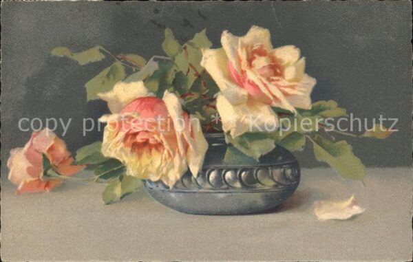 Verlag Meissner und Buch Rosen Vase Litho