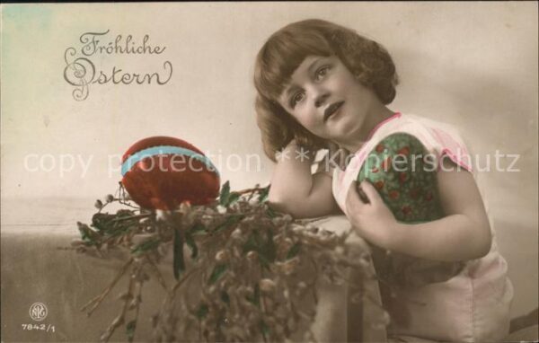 Foto NPG Nr. 7842/1 Kind Mädchen Ostern Ostereier We