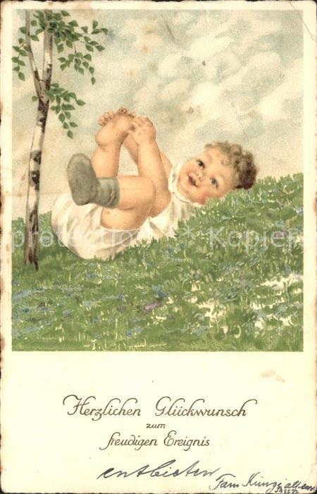 Baby Nursery Bebe Geburt Glückwunsch Litho