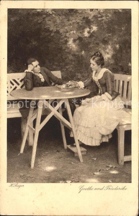 Kuenstlerkarte H. Seeger Goethe und Friederike Verlag-