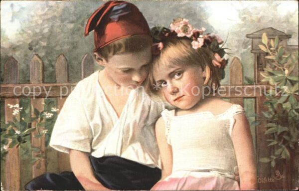 Verlag Tucks Oilette Nr. 6991 German Peasant Children Kinder Zip