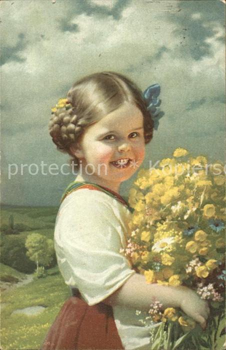 Kinder Child Enfants Mädchen Blumen