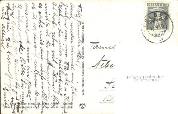 Kuenstlerkarte H. Slott-Moller St. Hans Aften Johannis – Bild 2