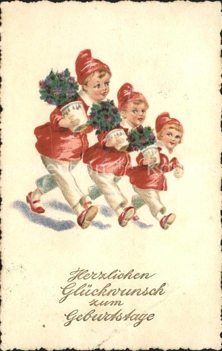 Kinder Child Enfants Zipfelmütze Geburtstag Litho