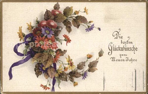 Neujahr Massliebchen Margeriten Litho