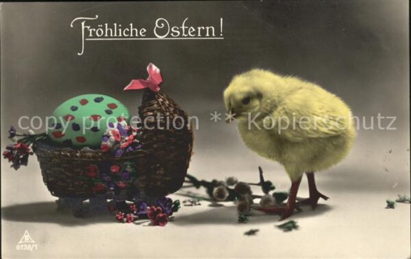 Foto PH Nr. 6138/1 Küken Kinderwagen Ei Blumen Oste