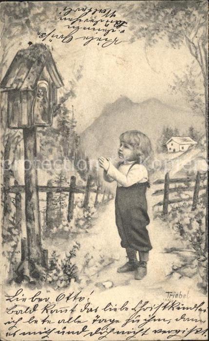 Kinder Child Enfants Gebet Marterl Wegkreuz Künstler Triebel