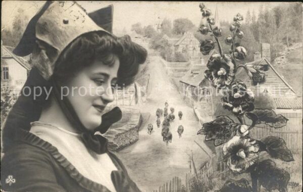 Foto SBW Nr. 1155/56 Frau Tracht Blumen
