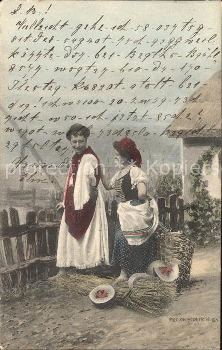 Trachten Schweiz Paar Sichel Wassermelone
