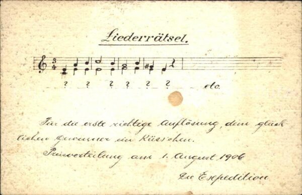 Liederkarte Liederrätsel Noten