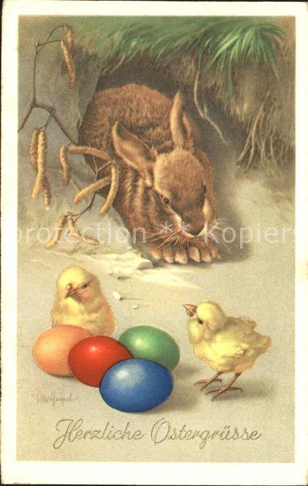 Hasen Küken Ostereier Ostern Verlag-Amag-Nr.