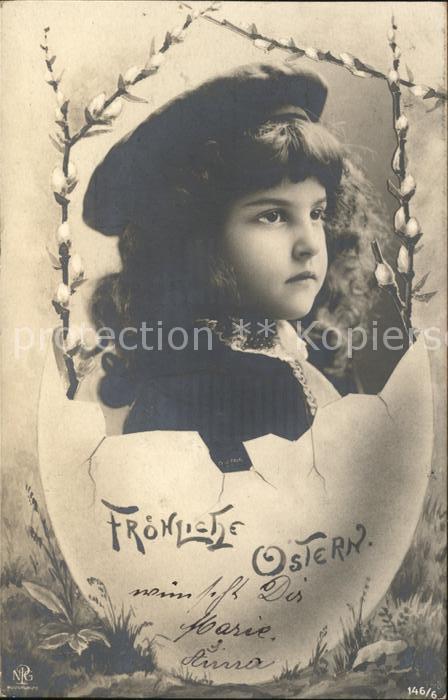 Foto NPG Nr. 146/6 Ostern Kind Ei Weidenkätzchen