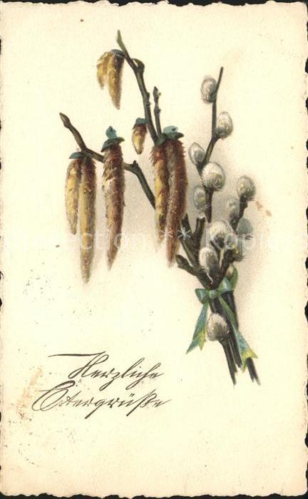 Ostern Easter Paques Weidenkätzchen Litho