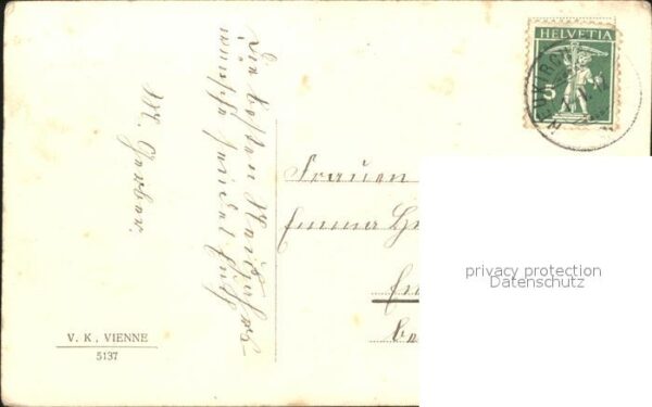 Neujahr Hirsche Stechpalme V. K. Vienne Nr. 513 – Bild 2