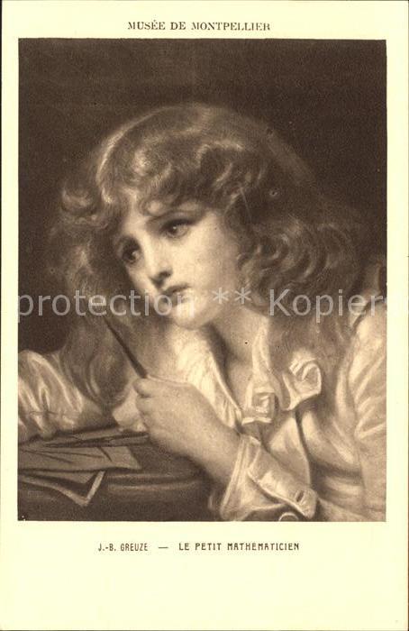 Kuenstlerkarte J.-B. Greuze Le Petit Mathematicien