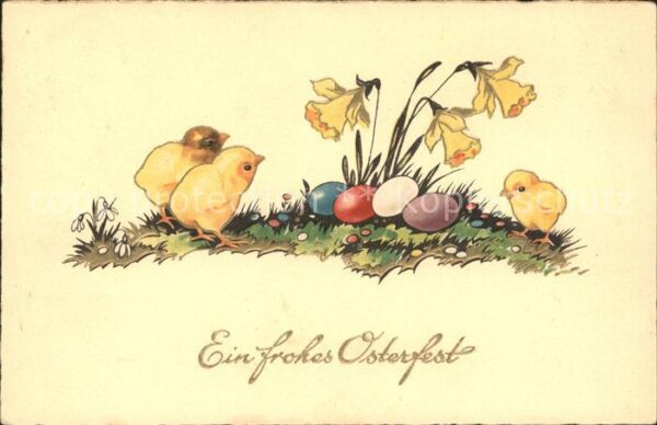 Ostern Easter Paques Küken Narzissen Ostereier Verlag-EAS-Nr