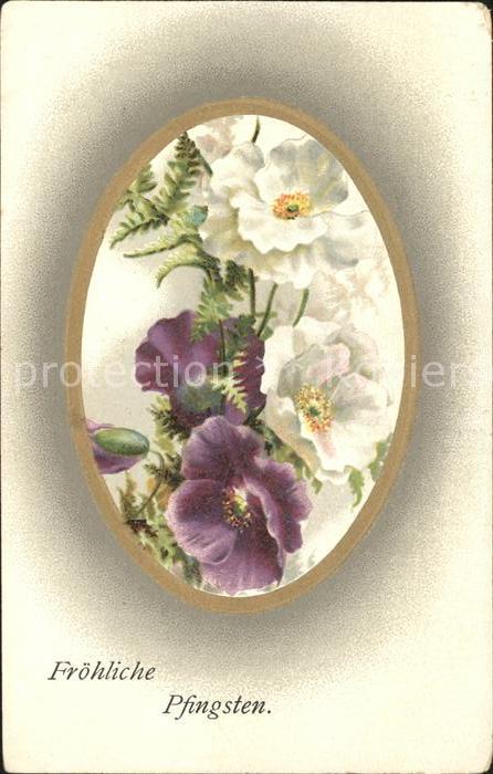 Pfingsten Pentecost Pentecote Herbst-Anemonen Litho