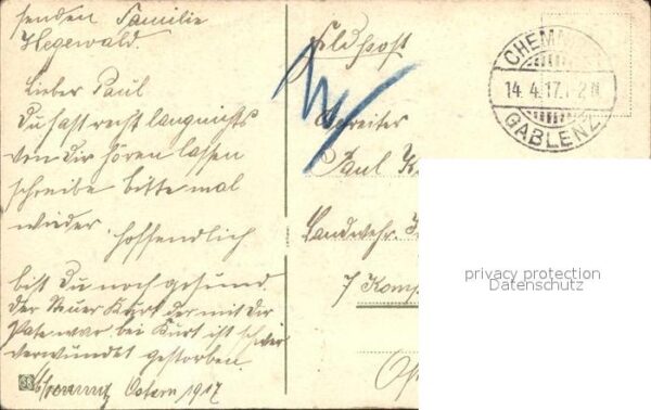 Ostern Easter Paques Küken Brief Weidenkätzchen Litho – Bild 2