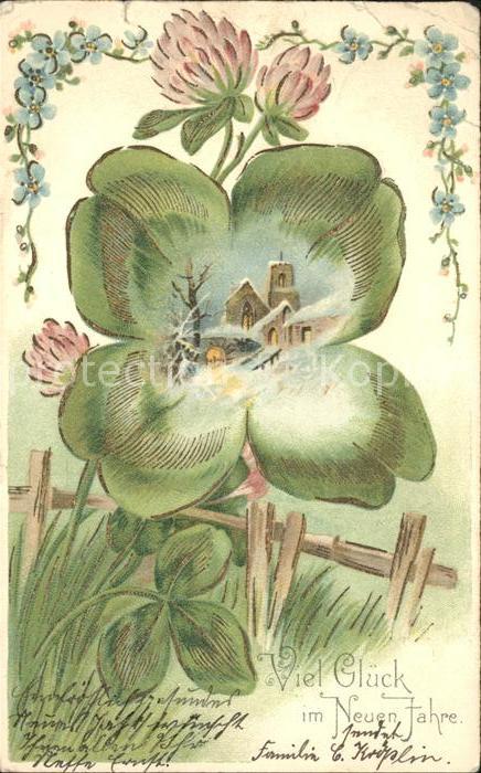 Kleeblatt Cloverleaf Trebol Trefle Kleeblumen Vergissmeinnicht Neujahr Lit