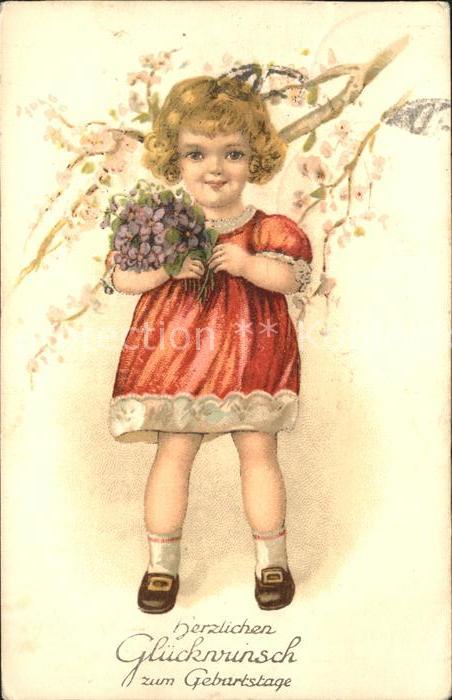 Kinder Child Enfants Geburtstag Veilchen Litho