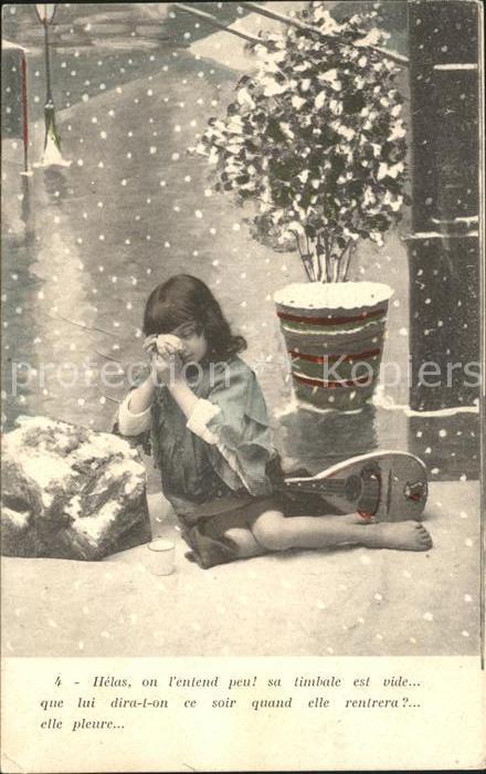 Mandoline Kind Strassenmusikerin Schnee