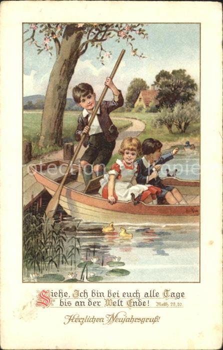 Kinder Child Enfants Neujahr Bootsfahrt Paddel