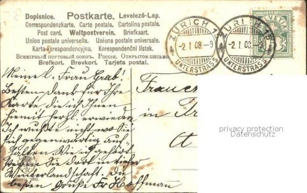 Neujahr Kleeblätter Vergissmeinnicht Litho – Bild 2