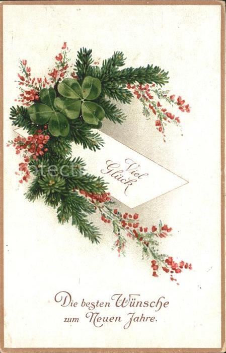 Neujahr Kleeblätter Glück Litho