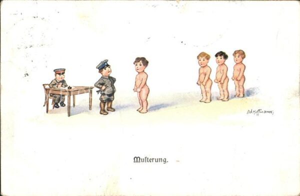 Kindersoldaten Musterung Künstlerkarte Ad. Hoffmann