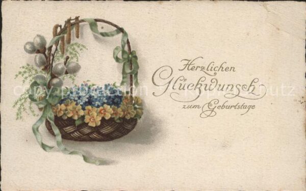 Geburtstag Primeln Vergissmeinnicht Weidenkätzchen