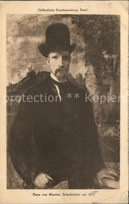 Kuenstlerkarte Hans von Marees Selbstbildnis 1873